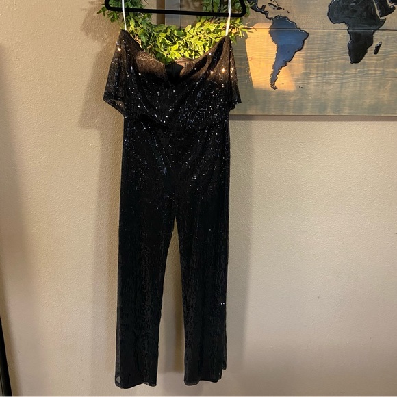 NWOT Lulus Power of Love Black Sequin Strapless Jumpsuit - Picture 8 of 14